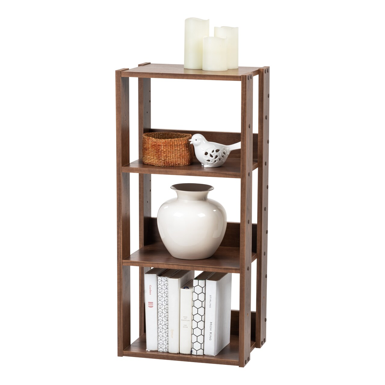 IRIS USA 3 Shelf Open wood toned Shelving Rack Unit, Brown/Light Brown